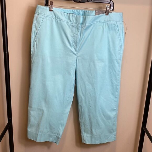Talbots blue cotton blend Pedal Pusher slim-leg Capris size 14 - Picture 1 of 10